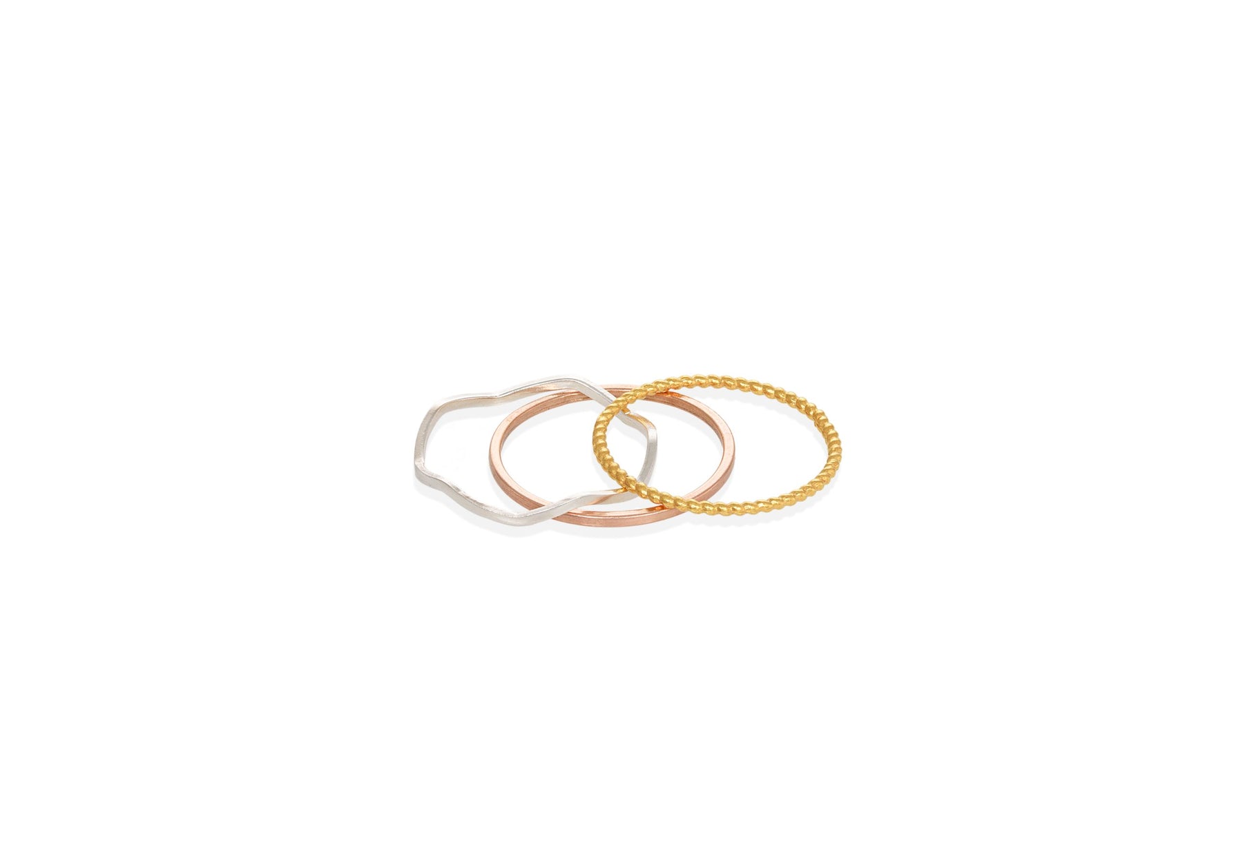 Three as Οne -Set of Three Rings  Line-Twisted-Wave