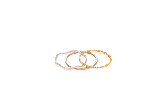 Three as Οne -Set of Three Rings  Line-Twisted-Wave