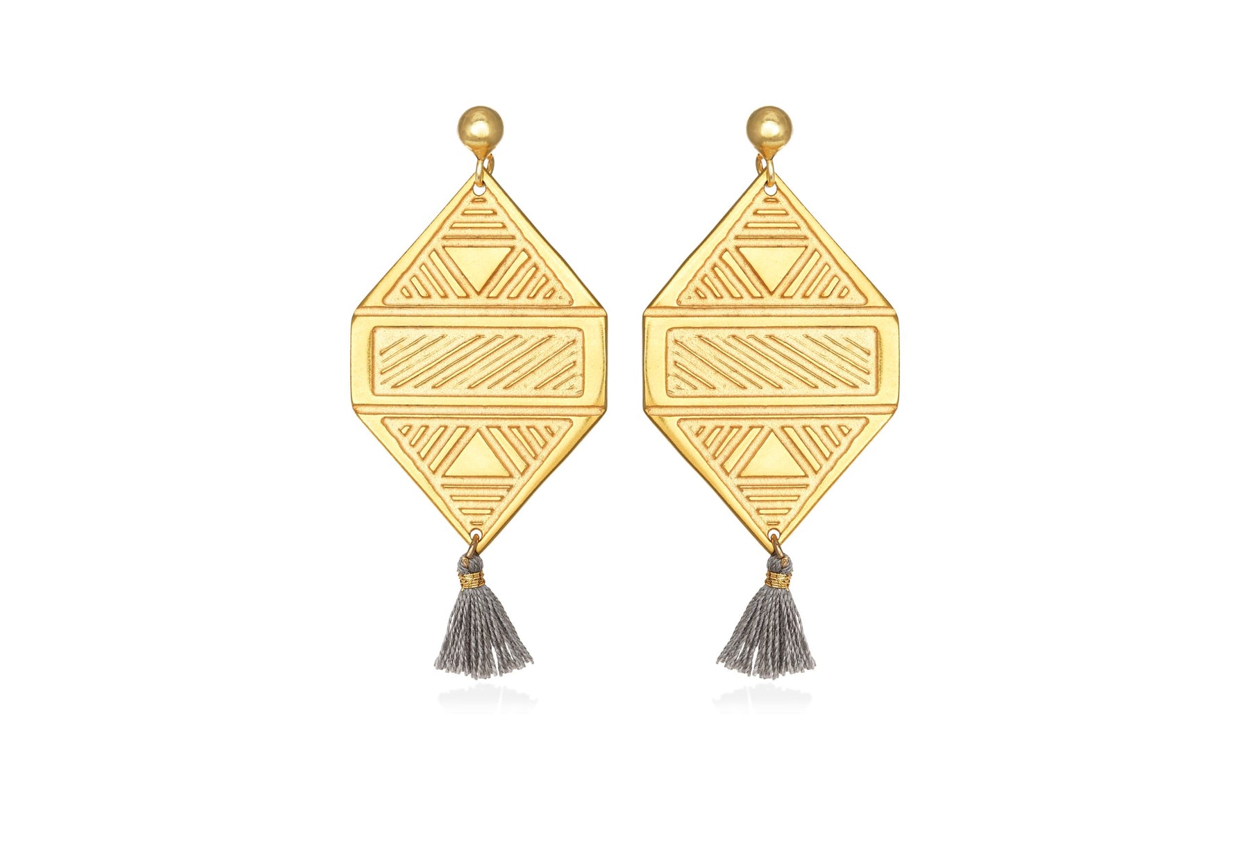 Double Triangle Philopappos Hill Engraving Earrings