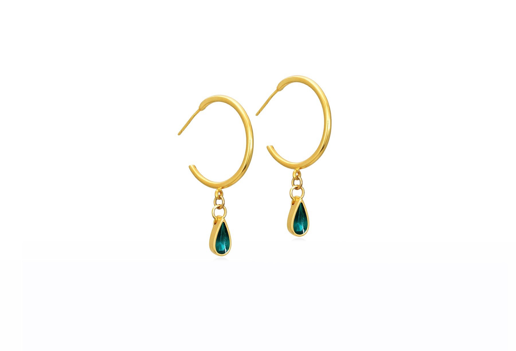 Green Summer Silver Hoops