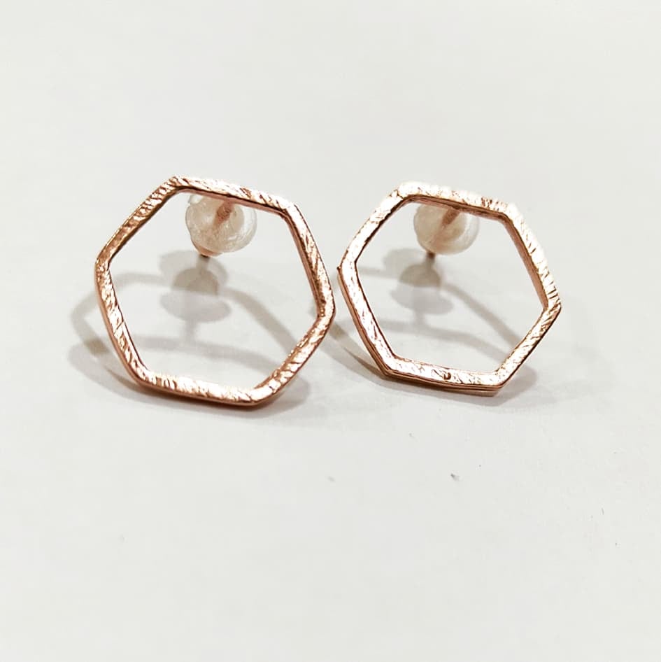 Hexagon Silver 925 Earrings