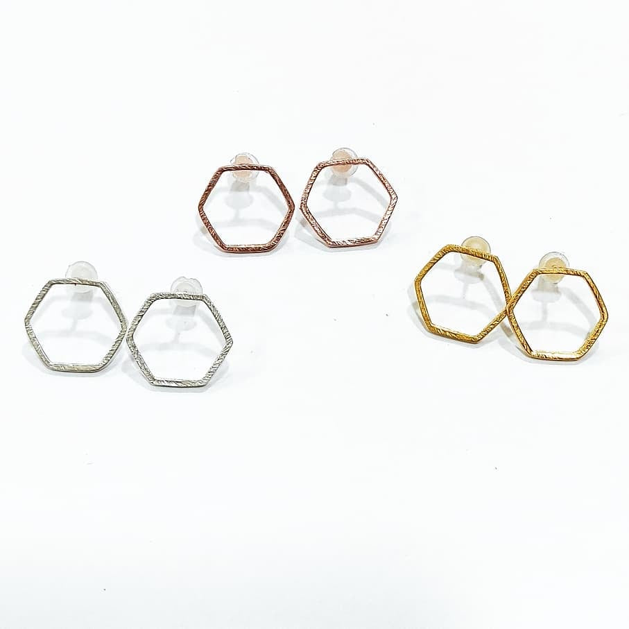 Hexagon Silver 925 Earrings