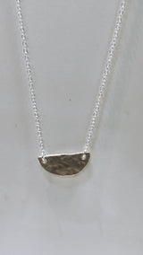 Hammered Semi Round Silver Necklace