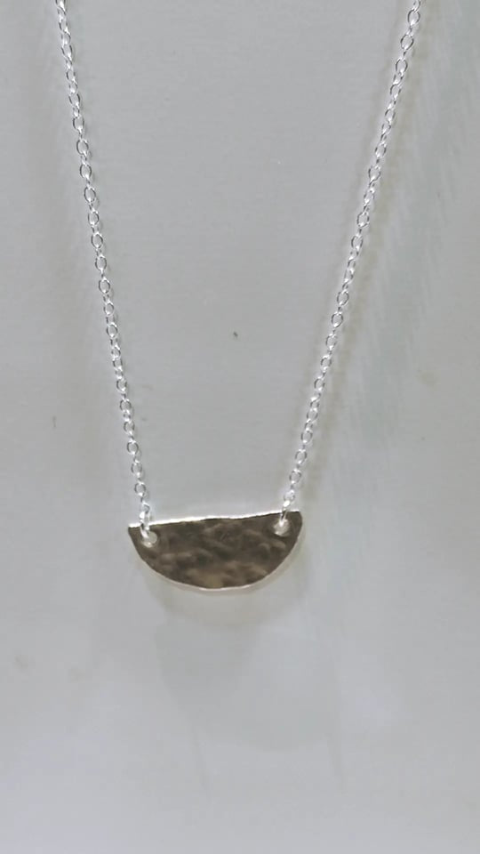 Hammered Semi Round Silver Necklace