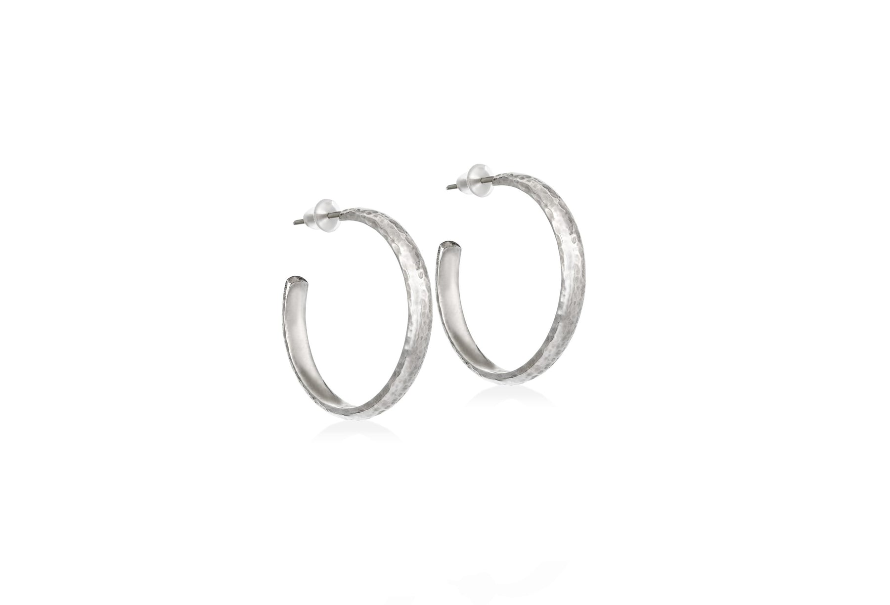 Big Hammered Silver Hoops