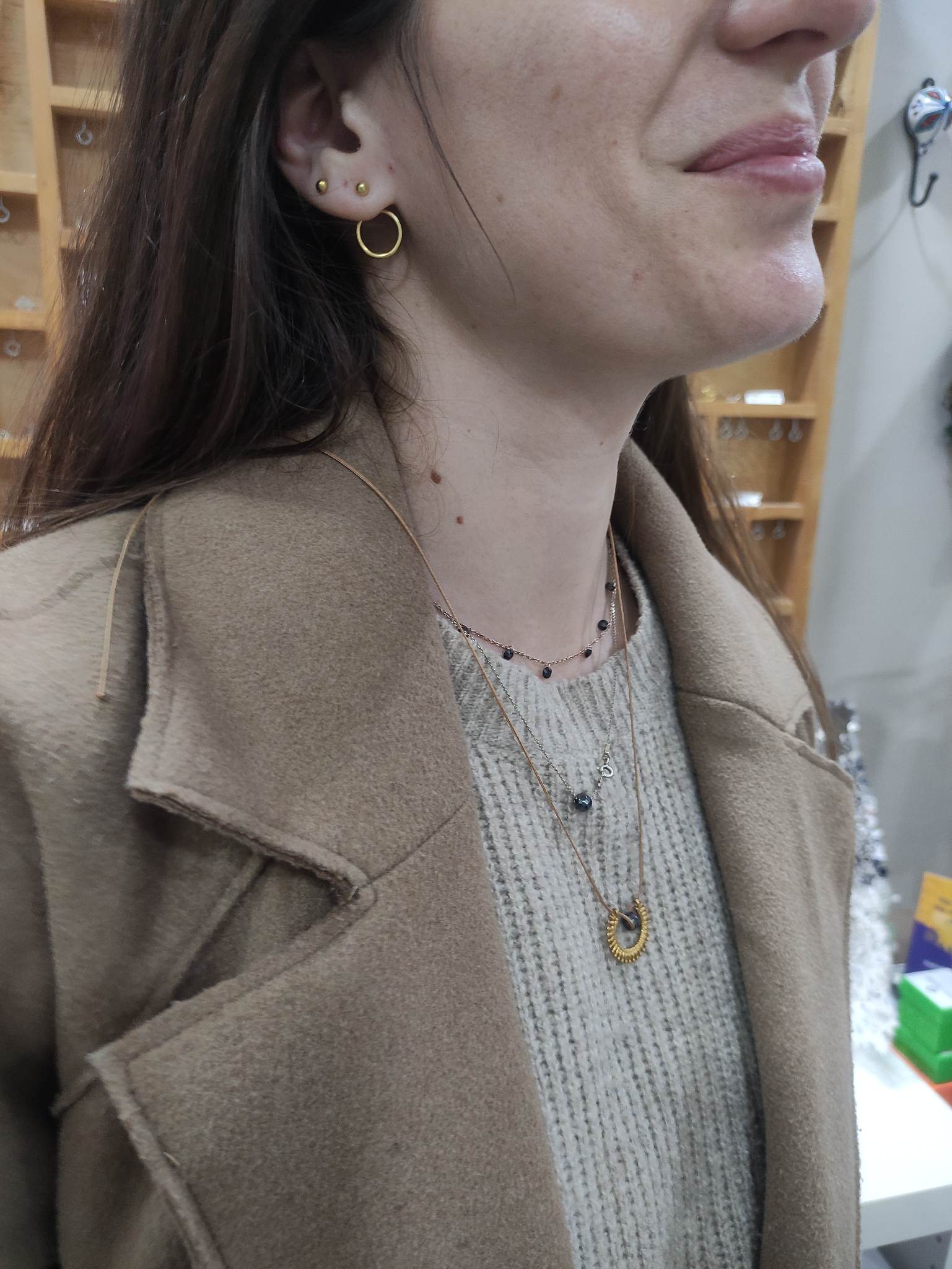 Dot and Circle Ear Jacket Earrings