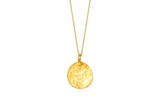 Ηammered Round Silver Necklace