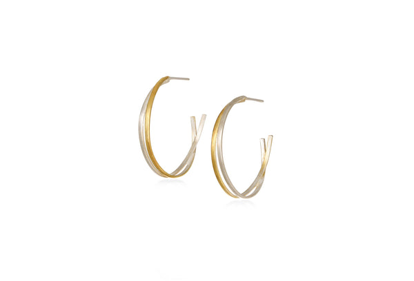 Blended Lines Silver Hoops