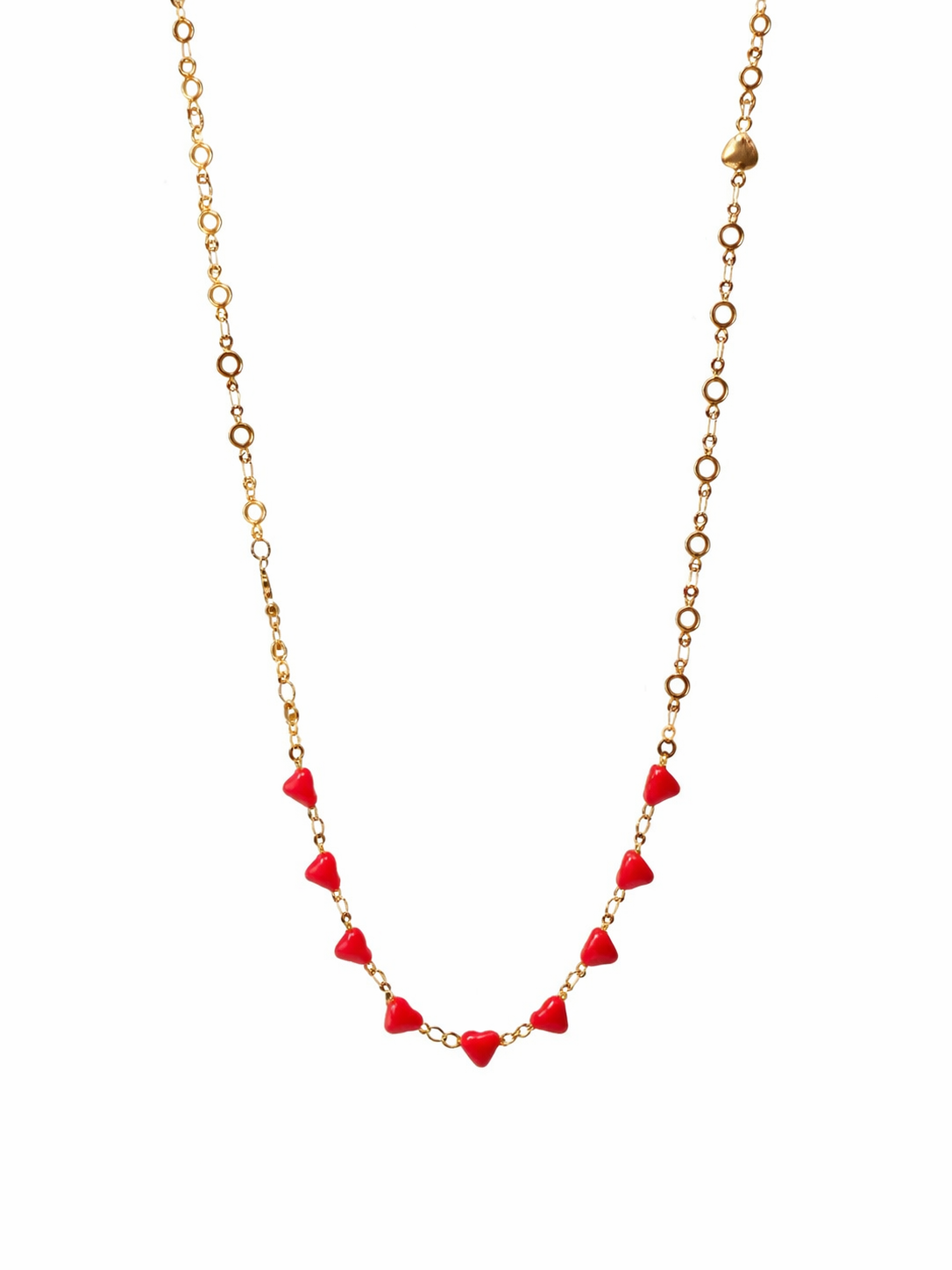 Κολιέ Ατσάλινο με Κόκκινες Καρδιές – Adjustable 44-47cm