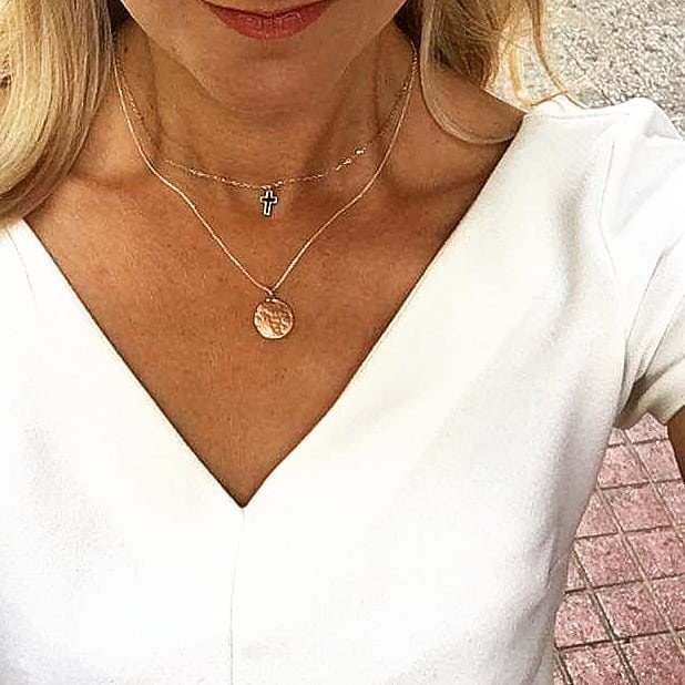 Ηammered Round Silver Necklace