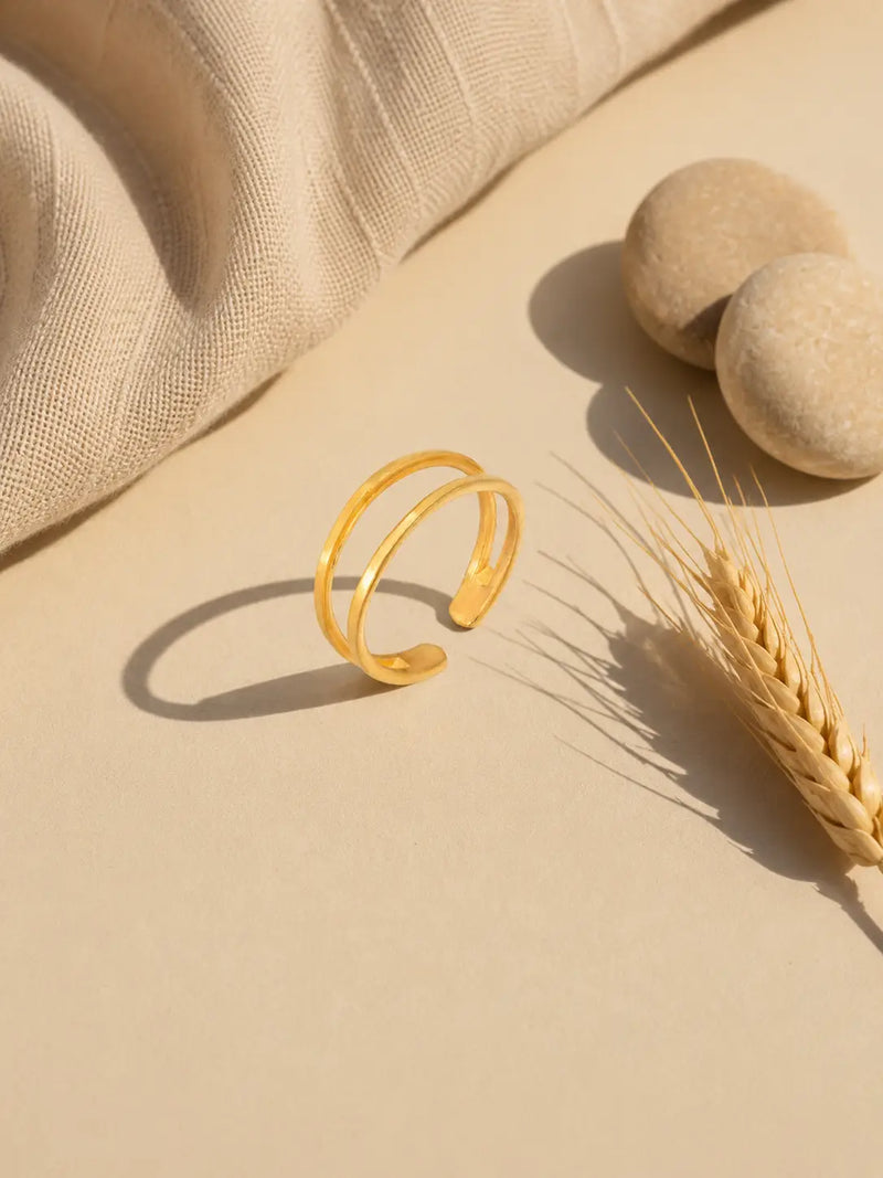 Double line Silver Ring