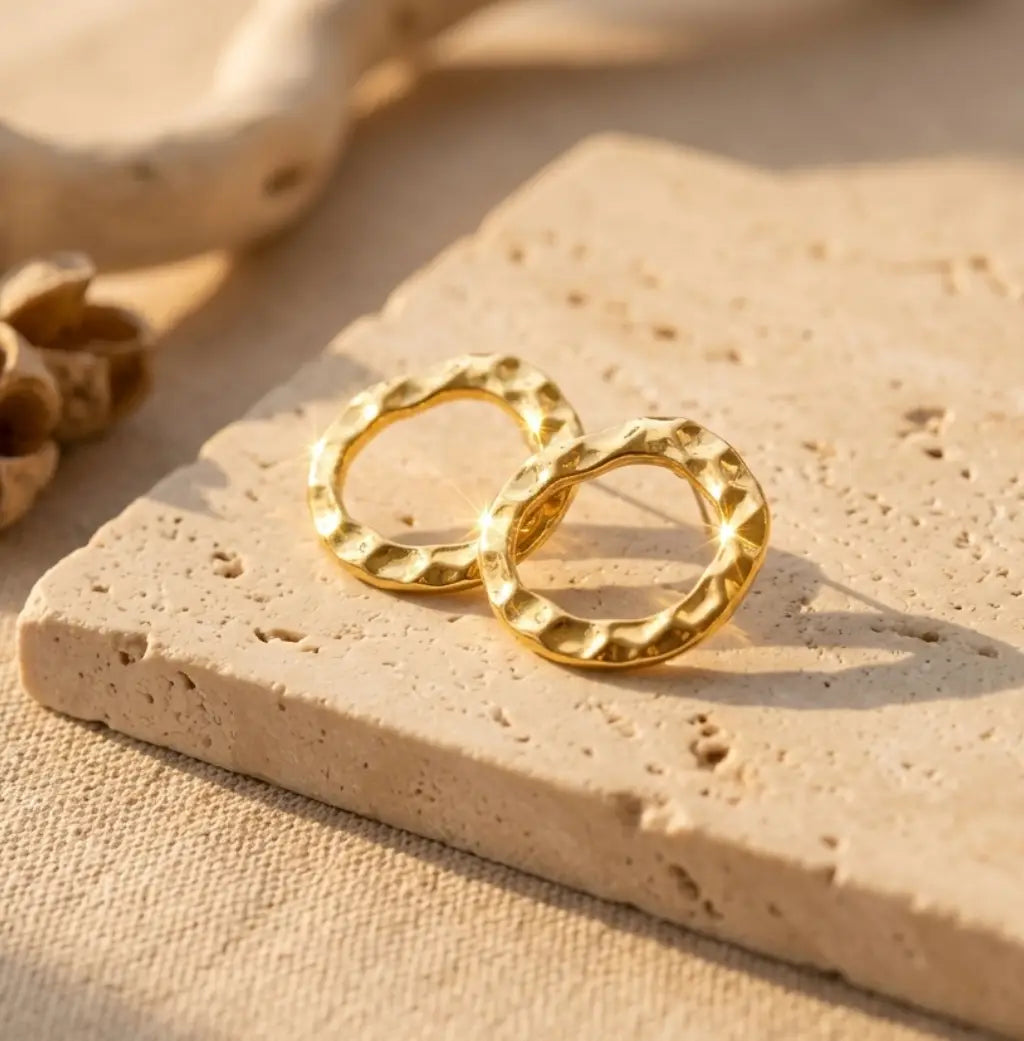Hammered Round Silver Earrings