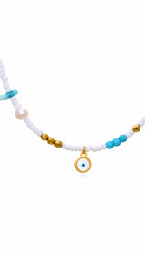 White Pearl Eye Necklace