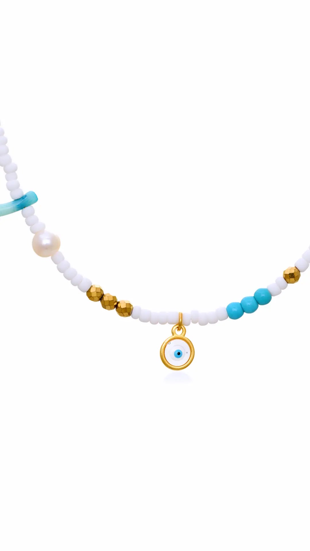 White Pearl Eye Necklace