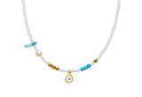 White Pearl Eye Necklace