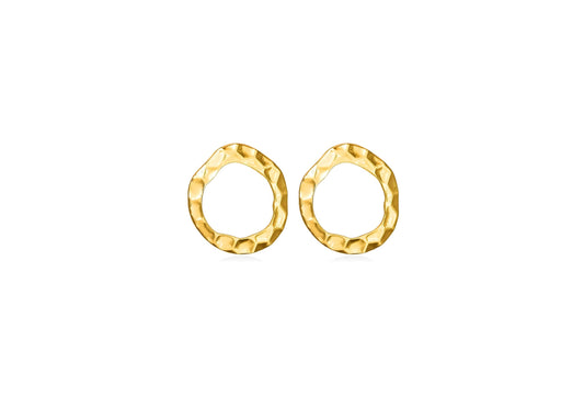 Hammered Round Silver Earrings