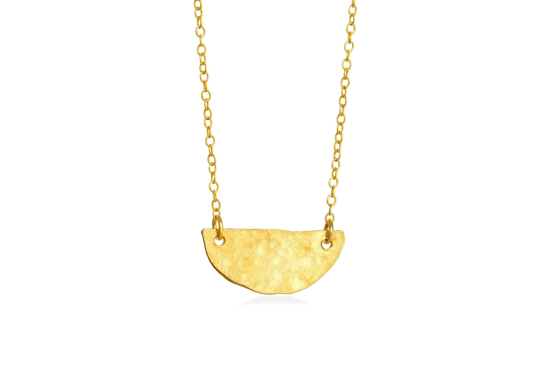 Hammered Semi Round Silver Necklace