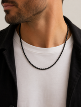 Black Rope Necklace – Ατσάλινο Ανδρικό Κολιέ 3 mm