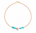 Summer Heart Necklace – Χειροποίητο Κολιέ με Τυρκουάζ, Κοράλλι & Καρδιά από Ασήμι 925