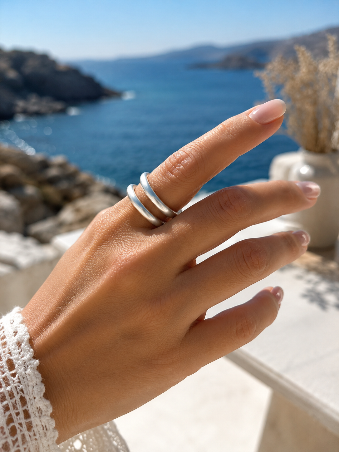 Parallel Lines Silver Ring