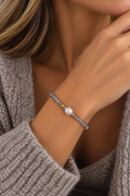 Βραχιόλι «Grey Pearl» με Κρύσταλλα & Μαργαριτάρι