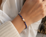 💙 Βραχιόλι Cobalt Pearl με Κρύσταλλα & Μαργαριτάρι
