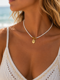 Eye Summer Necklace – Χειροποίητο Κολιέ με Χρυσό Στοιχείο Μάτι