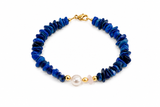 Blue Howlite & Pearl Bracelet – Χειροποίητο Βραχιόλι με Χαολίτη