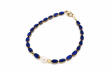 💙 Βραχιόλι Cobalt Pearl με Κρύσταλλα & Μαργαριτάρι