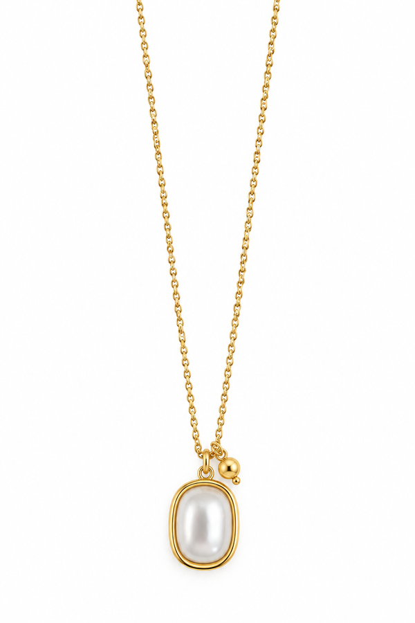 ✨ Κολιέ «Pearl Frame» – Ατσάλι