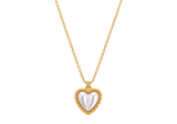 ✨ Golden Pearl Heart – Ατσάλινο Κολιέ Καρδιά
