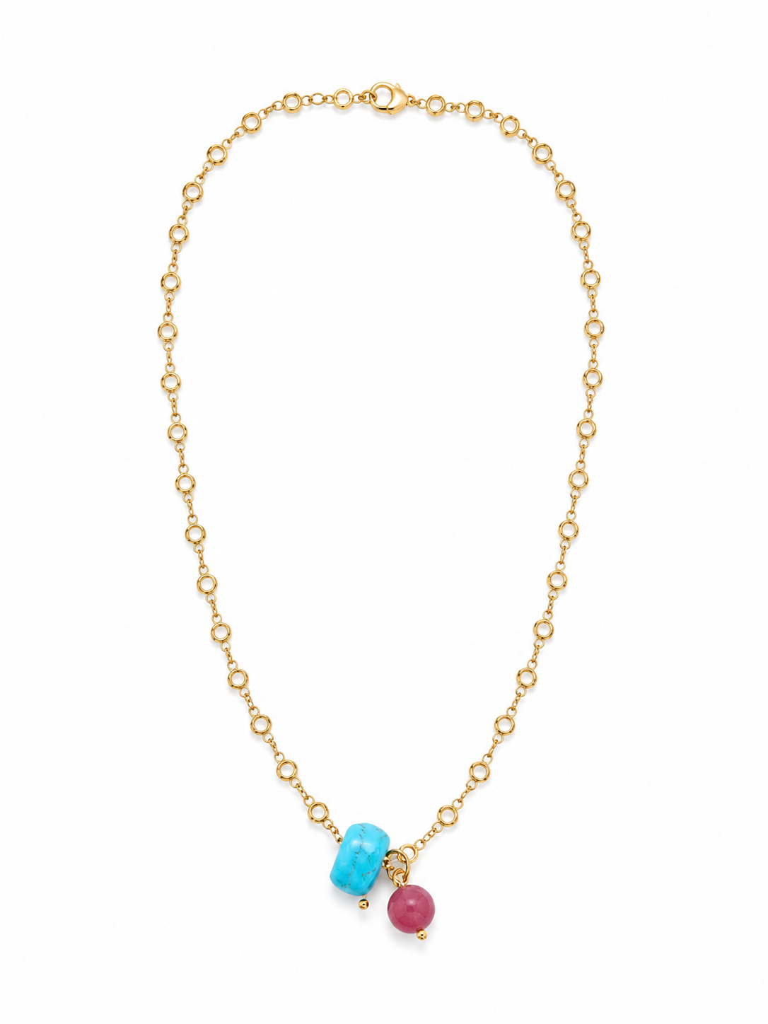 Summer Steel Chain – Ατσάλινο Κολιέ με Τυρκουάζ & Φούξια Αχάτη
