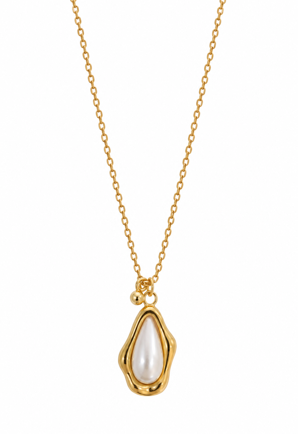 Lustre Pearl Drop – Ατσάλινο Κολιέ
