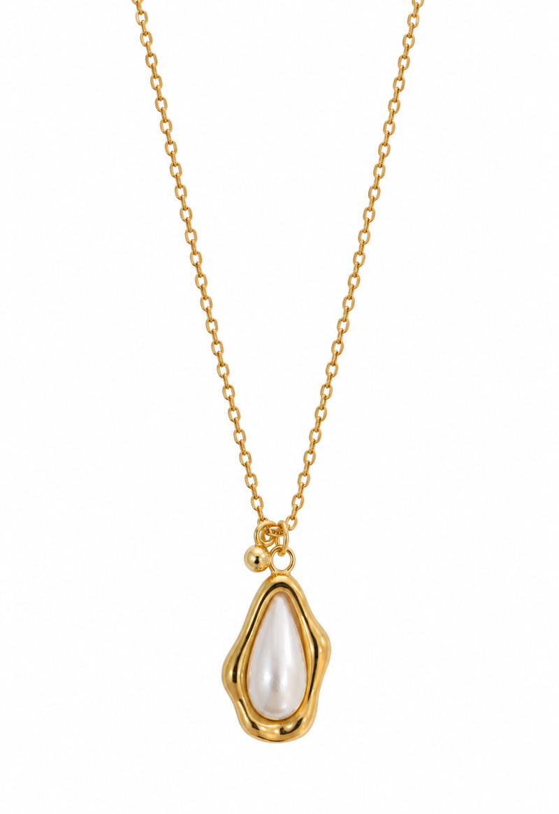 Lustre Pearl Drop – Ατσάλινο Κολιέ