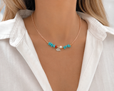 Summer Heart Necklace – Χειροποίητο Κολιέ με Τυρκουάζ, Κοράλλι & Καρδιά από Ασήμι 925