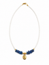 Blue Eye Summer Necklace – Χειροποίητο Κολιέ με Μπλε Χαολίτη & Χρυσό Στοιχείο Μάτι