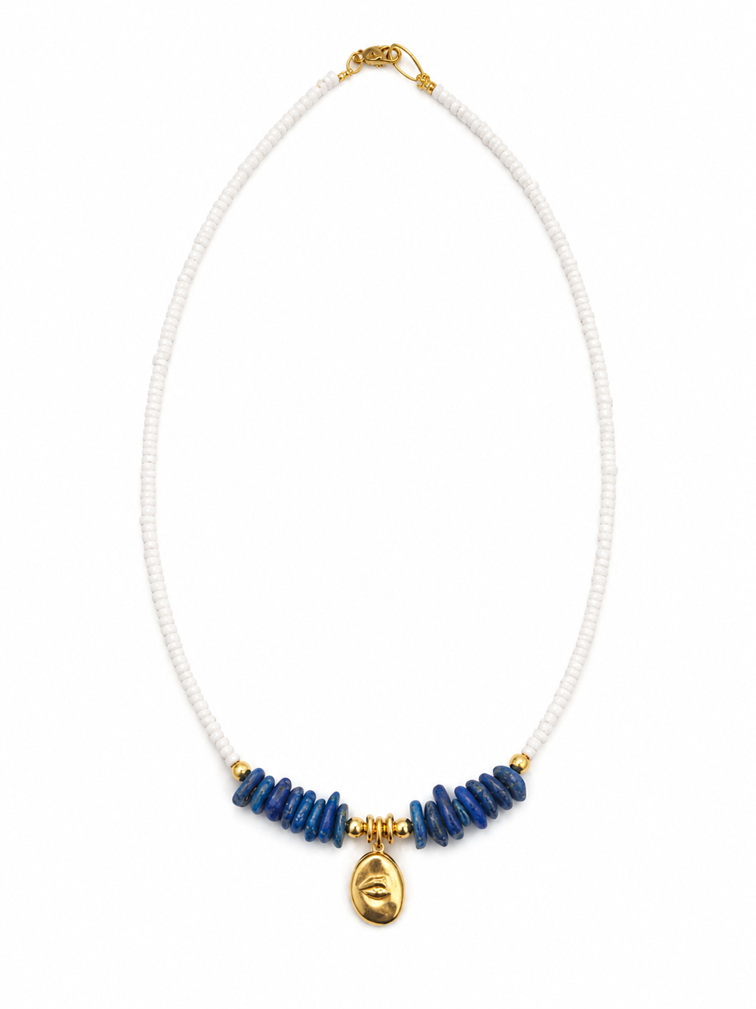 Blue Eye Summer Necklace – Χειροποίητο Κολιέ με Μπλε Χαολίτη & Χρυσό Στοιχείο Μάτι