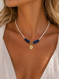 Blue Eye Summer Necklace – Χειροποίητο Κολιέ με Μπλε Χαολίτη & Χρυσό Στοιχείο Μάτι