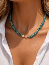 🩵 Coral & Rose Quartz Necklace – Χειροποίητο Κολιέ