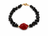 Black Tourmaline & Red Howlite Bracelet – Χειροποίητο Βραχιόλι