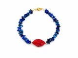 Blue & Red Howlite Bracelet – Χειροποίητο Βραχιόλι με Χαολίτη