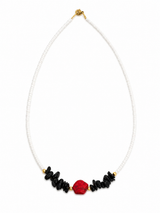 Summer Necklace – Χειροποίητο Κολιέ με Μαύρη Τουρμαλίνη & Κόκκινο Χαολίτη