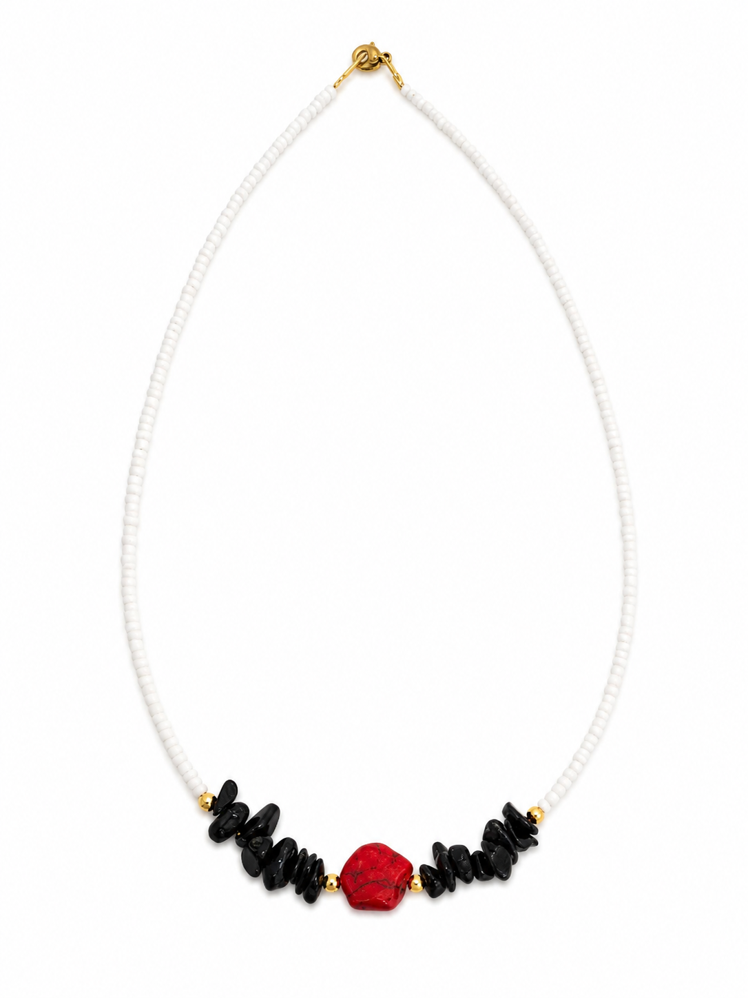 Summer Necklace – Χειροποίητο Κολιέ με Μαύρη Τουρμαλίνη & Κόκκινο Χαολίτη
